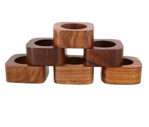 Anneaux de serviette en bois naturel style ferme, faits à la main, écologiques, pour la rentrée scolaire, accessoires de décoration de table rustiques en stock - Product Image 1