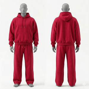 Men's Red Oversized Hoodie <b>Tracksuit</b> Set Pullover Jogger Pants Casual Sportswear - Product Image 1
