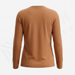 Camiseta de Manga Larga con Cuello Redondo para Mujer, Color Personalizado, Algodón Orgánico de Lujo, Preencogido, GOTS Premium, Corte Clásico Suave - Product Image 2