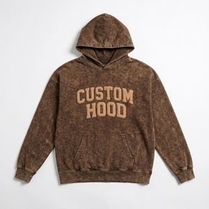 Sweat à capuche en molleton de coton épais pour homme, avec lettrage personnalisé et appliqué, effet vieilli, délavé à l'acide, style streetwear grunge - Product Image 5