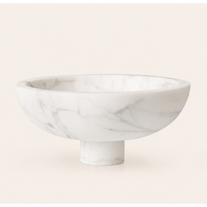 Cuenco de Mármol Blanco con Pedestal, Tallado a Mano en Piedra Natural, Frutero Decorativo, Centro de Mesa Moderno para Hogar, Hotel, Boda - Product Image 5