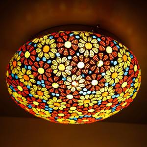 Lampe murale en mosaïque de verre en forme de bouquet de fleurs, style religieux, faite à la main, luminaire décoratif suspendu pour salon, salle à manger, décoration de la maison - Product Image 3