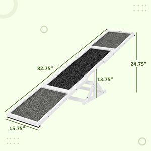 Balancín de Madera Resistente a la Intemperie para Perros, 83L X 16W X 14H, Equipo de Entrenamiento y Ejercicio en Color Blanco - Product Image 2
