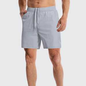Shorts pour hommes gris clair à séchage rapide avec cordon de serrage et poches, tenue décontractée, nouveau modèle simple pour la gym, shorts pour garçons et hommes, tissu 100% polyester doux. - Product Image 6