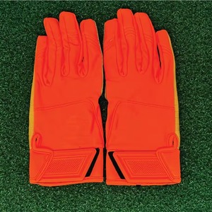 Full Finger <b>Baseball</b> <b>Gloves</b> Orange Yellow Leather Non-Slip Hook And Loop Closure For Adults Outfield Use All Seasons <b>Gloves</b> - Product Image 2