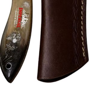 Cuchillo de caza forjado a mano con hoja fija de Damasco y mango de palisandro oscuro para desollar, acampar, supervivencia y uso al aire libre - Product Image 5