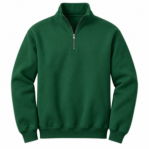 Custom Green <b>Quarter</b> <b>Zip</b> <b>Womens</b> <b>Sweatshirt</b> Pullover Fleece Casual Streetwear - Product Image 1