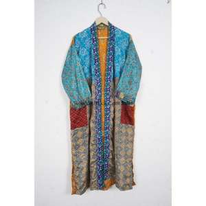 Robe longue en soie pour femme, style kimono vintage imprimé bohème, tenue de plage respirante, taille unique, kimono japonais pour femme - Product Image 4