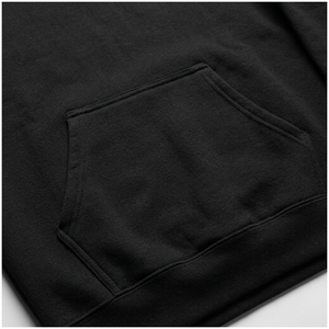 Sweat-shirt à capuche noir pour homme, couleur unie, logo sur le devant, poche, coupe décontractée, manches régulières, coton French Terry, vêtement d'automne - Product Image 5