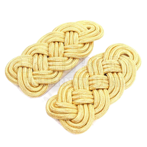Épaulettes dorées tressées à coudre, épaulettes de cérémonie, insignes de grade, décorations d'uniforme en tissu tissé, badges brodés classiques - Product Image 4