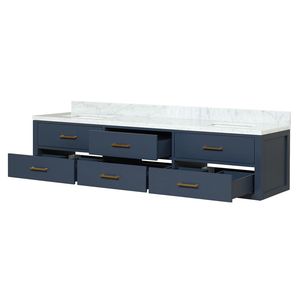 Blu 80 Pollici L X 22 Pollici Mobile Bagno Doppio con Top in Marmo di Carrara - Product Image 5
