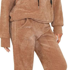 Ensemble de survêtement 2 pièces pour femme, hiver 2026, couleur unie, délavé à l'acide, respirant, 100% coton, style streetwear, respectueux de l'environnement - Product Image 4