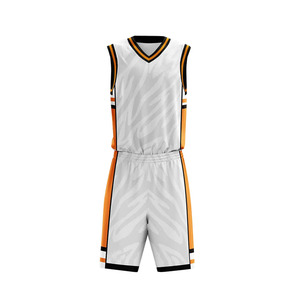Conjunto de Uniforme de Baloncesto Personalizado Blanco y Naranja, Sin Mangas, Cuello en V, Sublimado, de Secado Rápido, Ajuste Atlético, Unisex, para Adultos - Product Image 3