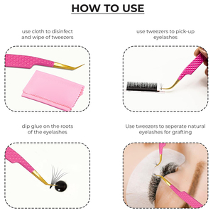 Pink/Gold Color Fish Design Eyelash Tweezers Sets Lash Extensions False Volume Angled Tweezer Precision Beauty <b>Tool</b> for Salon - Product Image 4