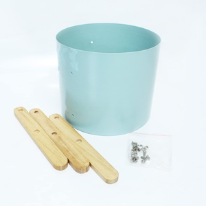 Macetero Metálico Azul Wonderland con Soporte de Madera, Maceta Decorativa Moderna, Elegante Soporte para Plantas de Interior, Jardín Contemporáneo - Product Image 5