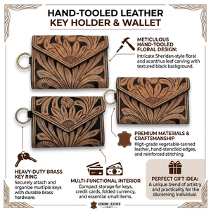 Wholesale Hand Tooled <b>Leather</b> <b>Wallets</b> Genuine Vintage Artisanal Bi Fold Card Holders Embossed <b>Mens</b> B2B Custom Designer Purses - Product Image 6