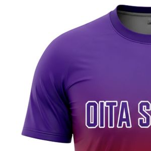 Maillot de football sublimé violet et rouge pour homme – Tenue de sport athlétique à manches courtes pour entraînement et match - Product Image 4