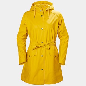 Gabardina con capucha para mujer, longitud midi, manga larga, impermeable, color liso - Product Image 4