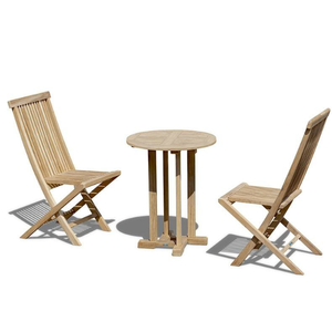 Juego de Mesa y Sillas Plegables de Estilo Moderno con Estructura de Madera de Teca para Muebles de Jardín y Patio Exterior - Product Image 2