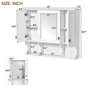 Moderno Armadietto da Bagno a Parete 35x28 con Specchio e Ripiani Aperti - Product Image 3