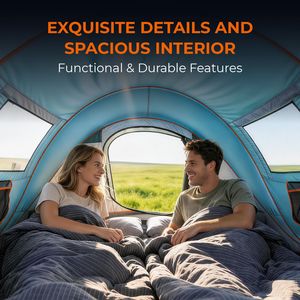 Tenda Istantanea Impermeabile per 4 Persone in Materiale Oxford con Palo in Acciaio e Tettoia Frontale Automatica per Campeggio Familiare - Product Image 4