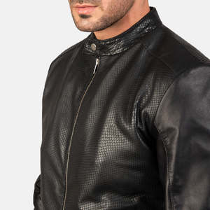 Blouson Bomber en Cuir Noir OEM Hiver Francis B-3 pour Homme, Col Montant Décontracté, Fermeture Éclair, Coupe-Vent, Broderie Lettres - Product Image 2