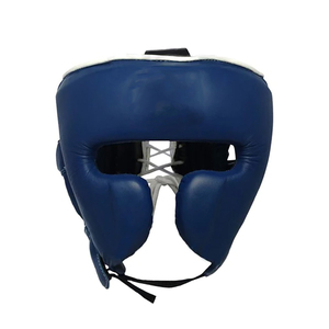 Ensemble de boxe MMA : Casque d'hiver, gants, protège-grenaille en cuir de vachette et PU, bleu – Équipement d'entraînement de protection - Product Image 3