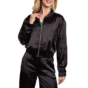 Dernier design Veste bombardier en satin pour femmes de qualité supérieure, design tendance Veste bombardier sport respirante à fermeture éclair de haute qualité pour femmes - Product Image 1