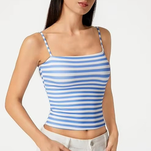 Débardeurs personnalisés pour femmes, noirs, une pièce, coupe ajustée, décontractés, d'été, style camisole, design sexy, à rayures animalières, tricotés, respirants - Product Image 3
