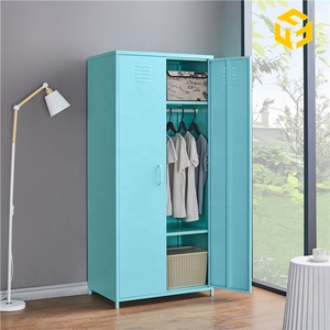 Armadio Nordico Moderno Chic Minimalista in Acciaio Almirah Guardaroba Metallico Rosa per Camera da Letto di Ragazze e Bambini - Product Image 2