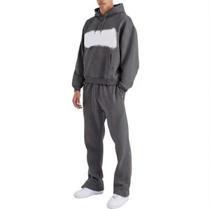 ชุดวอร์มแบบมีฮู้ดสไตล์วินเทจยูนิเซ็กซ์ ล้างสีแบบแอซิดวอช 2 in 1 ผ้าฝ้าย 100% เนื้อหนา ระบายอากาศได้ดี ทรงเรโทร ใส่สบาย - Product Image 4