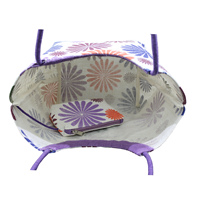 Sac à main en toile de jute à imprimé floral, pochette suspendue zippée, poignée en corde, sac de plage en jute pour filles, porte-monnaie/billets en PP laminé