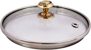 Olla Redonda de Cobre, Olla de Cobre con Asa, Tapa de Vidrio y Asas de Latón, Aspecto Antiguo Duradero para Cocina - Product Image 3