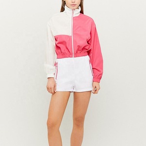 Veste sportive pour femme à blocs de couleur, manches longues, col montant, fermeture éclair, respirante, en polyester, style printemps-été - Product Image 3