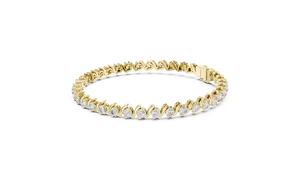 Pulsera de tenis de oro macizo de 18K con diamantes cultivados en laboratorio de corte brillante redondo de 3.5ct, engaste tipo collet, para mujer, joyería fina con cierre de eslabones - Product Image 1