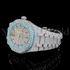 Reloj de Lujo Totalmente Cubierto de Diamantes VVS Moissanite, Color D E, Corte Brillante Redondo VVS1, Plateado, Estilo Hip Hop para Hombre - Product Image 2