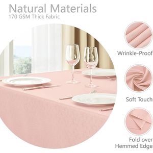Rectangle 4 Feet Linen Textured <b>Tablecloth</b> 60x84 Inch Stain and Wrinkle Resistant <b>Washable</b> Polyester for Decorative TA - Product Image 4