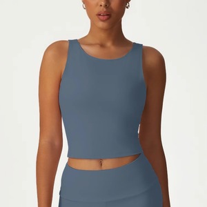 Women Sleeveless Built-in Bra O-Neck Racerback Padded Knitted Breathable Anti-Pilling Casual Eco-Friendly <b>Viscose</b> Tank <b>Top</b> - Product Image 1