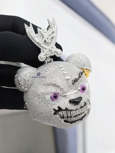 จี้หมีประดับเพชรโมอิสซาไนต์แบบ Iced Out เครื่องประดับฮิปฮอป สร้อยคอทองคำสีกุหลาบสั่งทำพิเศษสำหรับงานปาร์ตี้ - Product Image 2