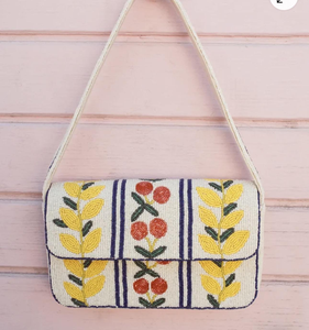 Magnifique sac à main brodé de perles florales pour femmes avec détails faits à la main et perles colorées - Product Image 4