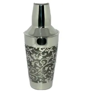 Coqueteleira de aço inoxidável com design mais vendido, garrafa de mistura de licor florido, barware puro premium