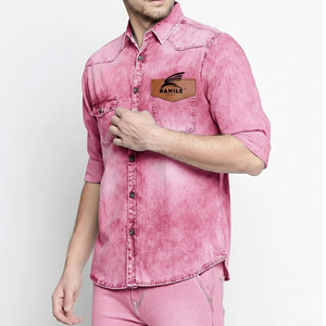 Customizable <b>Men's</b> <b>Denim</b> Knit <b>Shirt</b> Soft Comfortable Breathable with Unique Design Personalized Logo Price - Product Image 4