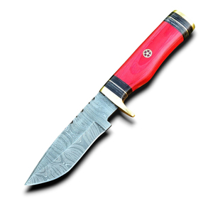 Couteau utilitaire Skinner en acier Damas artisanal 2026 avec manche en bois Pakka laminé, idéal pour le quotidien, le camping, la chasse, la tactique et le bricolage, garantie 3 ans - Product Image 1