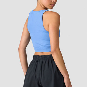 High Strength <b>Women</b> Four Way Stretch Ribbed <b>Tank</b> <b>Top</b> For Summer Wear Gym Workout Cropped Design Stretchable <b>Knitted</b> <b>Top</b> - Product Image 2