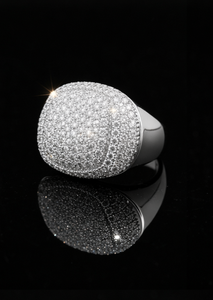 Bague ovale de luxe pour homme, style hip-hop, entièrement sertie de diamants, bijou statement, fabriquée en argent sterling 925 ou en or 10K 14K - Product Image 4