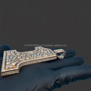 Number 1 Pendant Moissanite Diamond <b>Iced</b> <b>Out</b> Hip Hop Necklace Gold Plated Bling <b>Chain</b> Jewelry Gift - Product Image 2