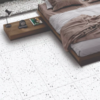 Carrelage mural et de sol antidérapant en porcelaine, finition terrazzo blanc sculpté, 60x60cm, carrelage intérieur poli pour appartement et villa