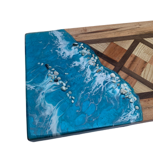 Planche à découper moderne en bois avec résine bleue, design champêtre, finition miroir haute brillance, durable, décoration de cuisine, cadeaux, réutilisable - Product Image 4