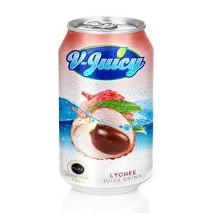V-Juicy 330ml, Jugo de Frutas Tropicales en Lata de Aluminio, Sabores Cereza, Piña, Lichi, Guanábana y Fresa, Bebida OEM, Marca Privada - Product Image 3
