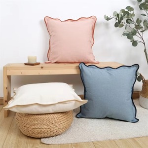 Funda de cojín de lino y algodón de color liso rosa y azul, funda de almohada cuadrada de estilo nórdico para decoración del hogar - Product Image 5